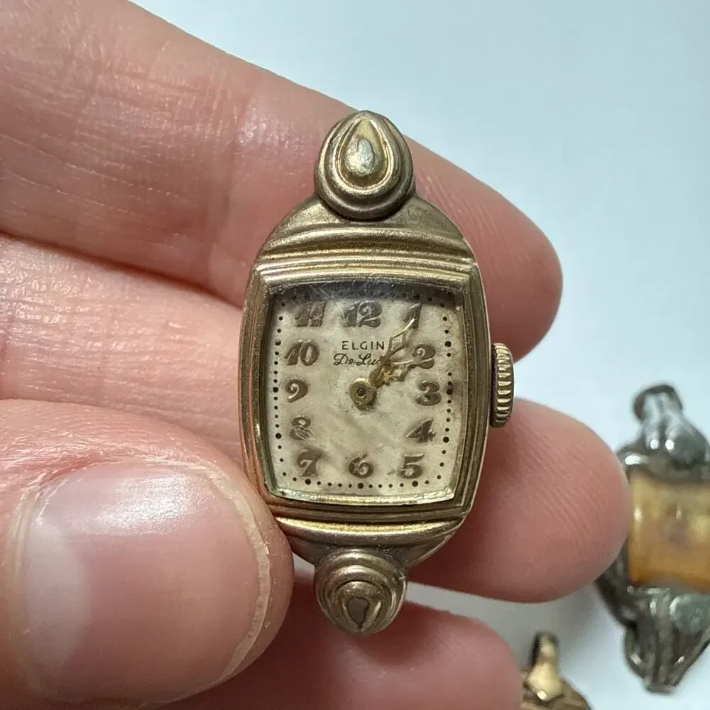 Vintage 5 Mechanical Wind-Up Watch Parts, Bulova, Lido,Ribaux, Elgin L2